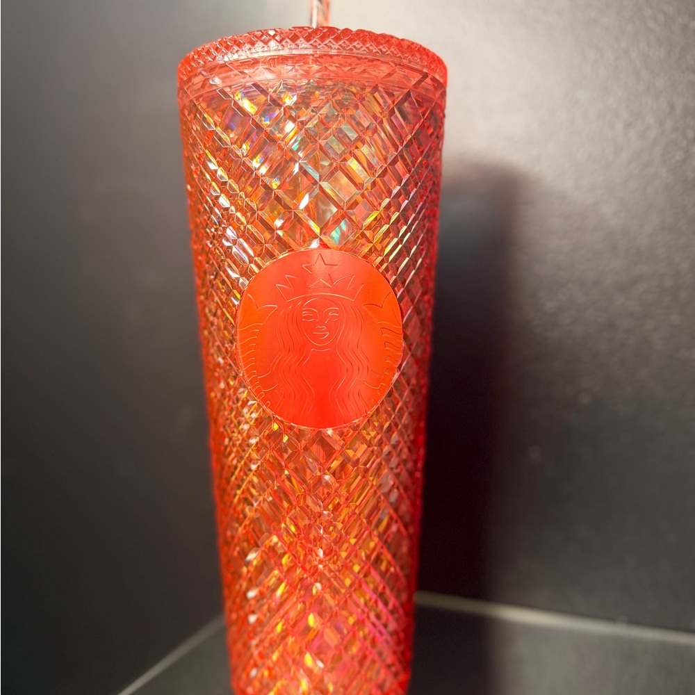 Starbucks Coral Iridescent Diamond-Texture Tumbler